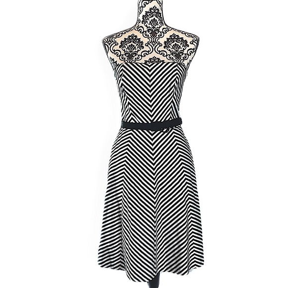 White House Black Market Dresses & Skirts - White House Black Market Black & White Striped Boned A-line Dress, 0